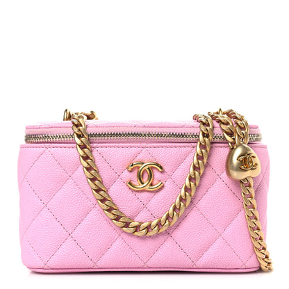 Chanel Caviar Quilted Sweetheart Vanity Case Pink 2 of 10