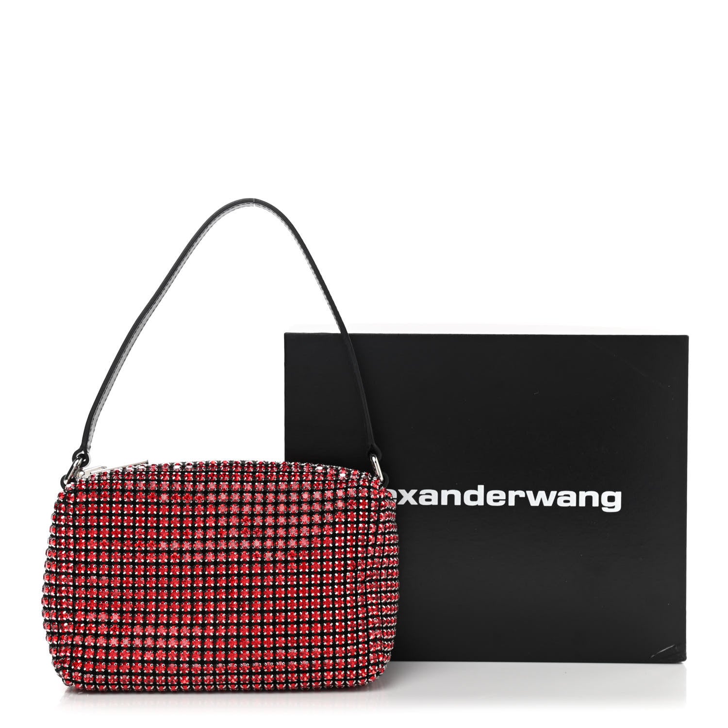 Alexander Wang Mesh Crystal Rhinestone Mini Heiress Pouch Red 9 of 9