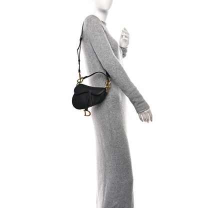 Christian Dior Grained Calfskin Mini Saddle Bag With Strap Black 2 of 12
