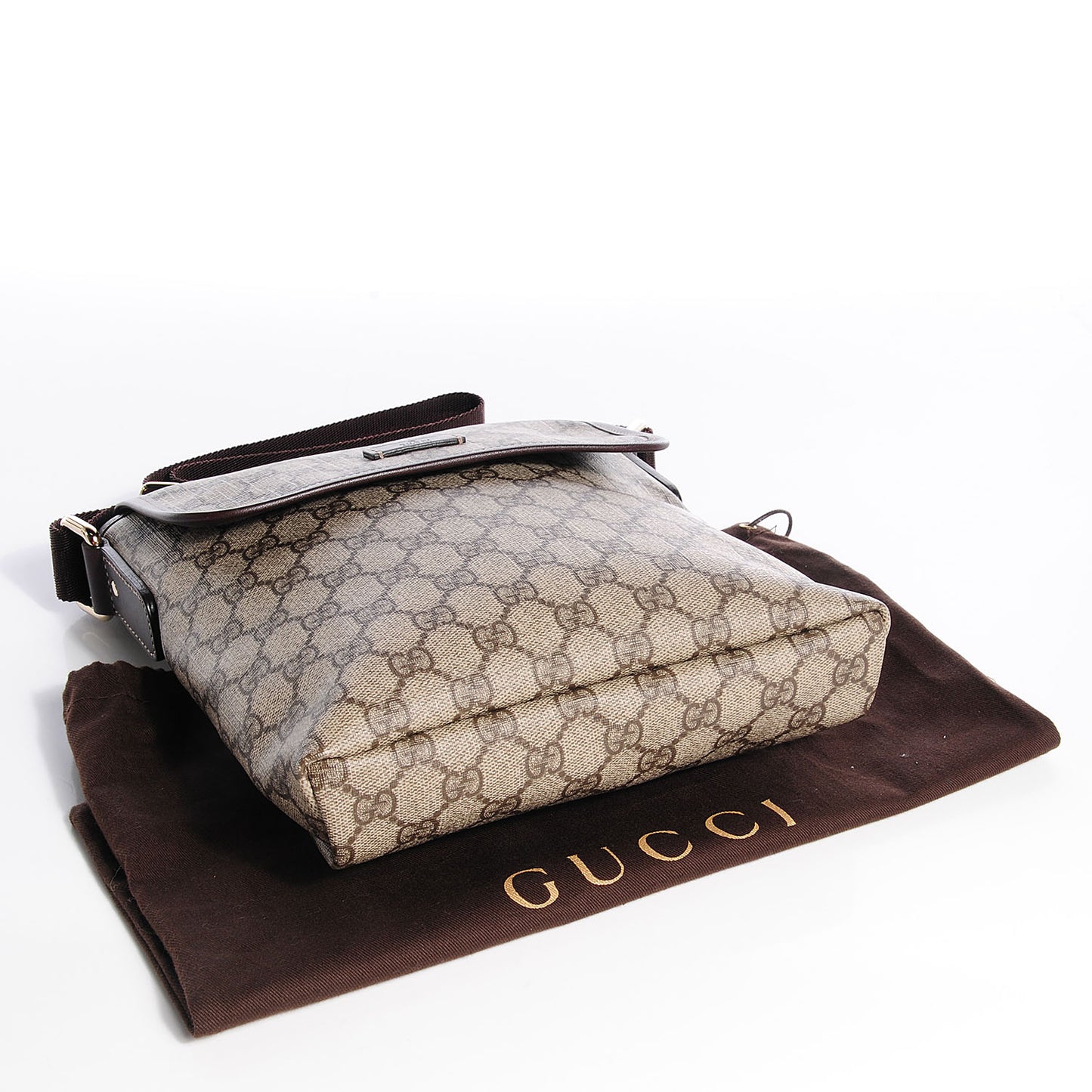 GG Plus Monogram Small Flap Messenger Bag Beige Dark Brown