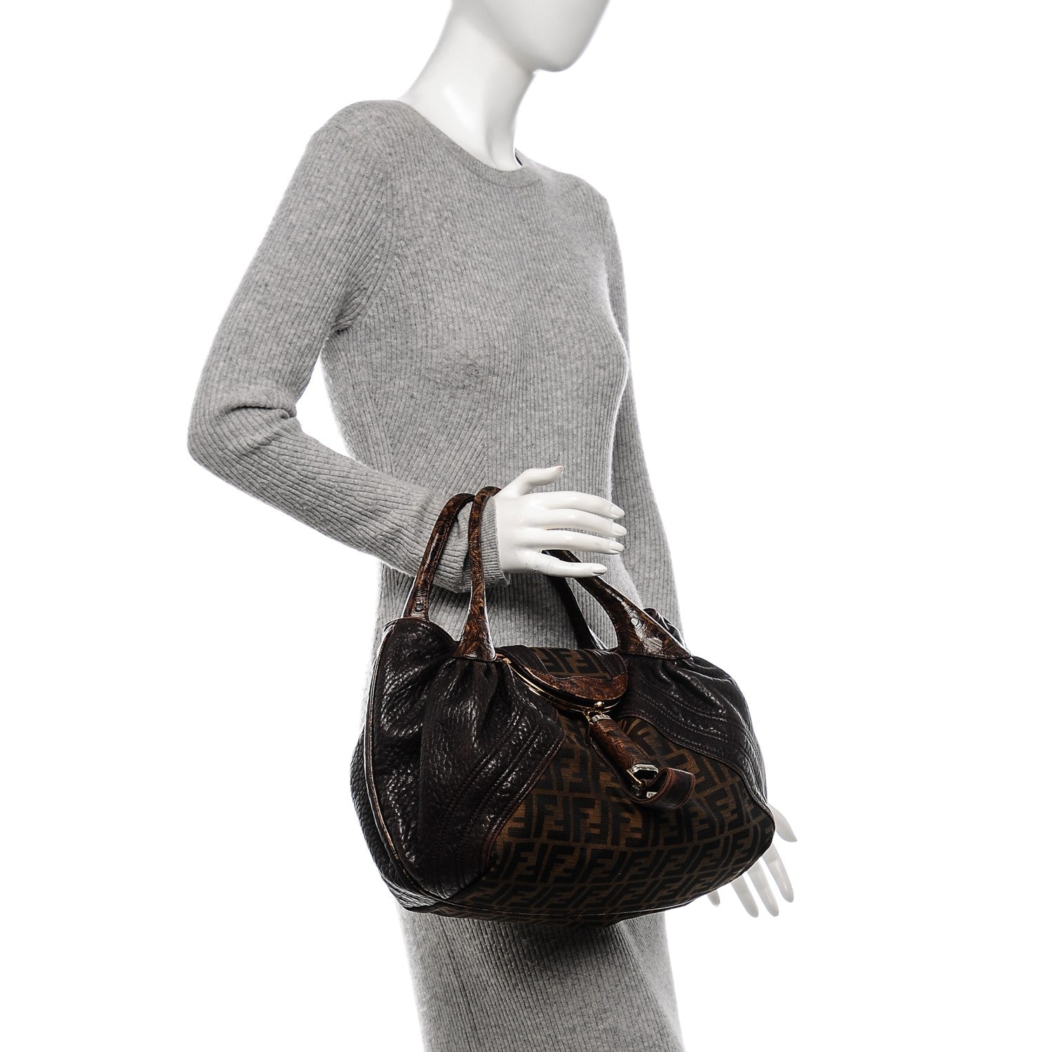 Fendi Zucca Nappa Nuvolata Vitello Tortuga Spy Tobacco Moro 2 of 7