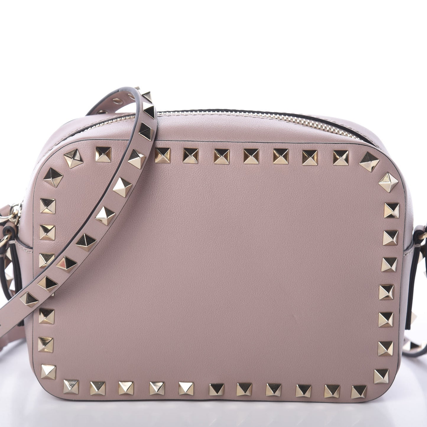 Calfskin Rockstud Camera Crossbody Bag Poudre