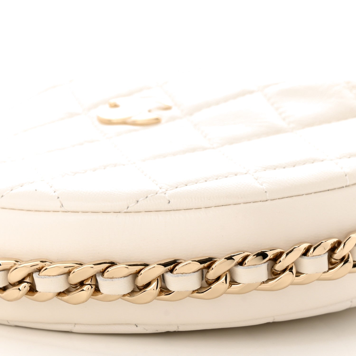 Chanel Lambskin Quilted Chain Around Pouch White 10 of 10