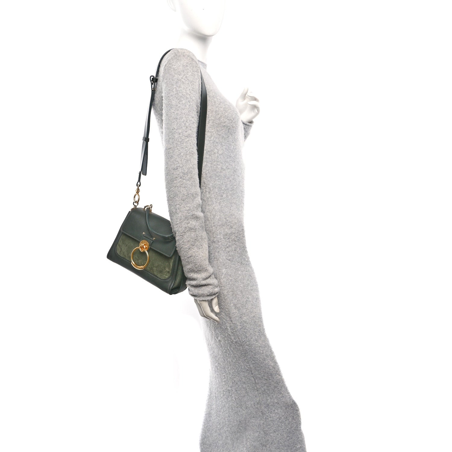 Chloe Calfskin Suede Mini Tess Day Bag Black Olive 2 of 10