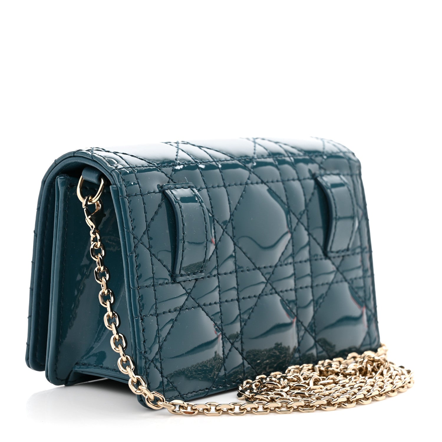 Christian Dior Patent Cannage Nano Lady Dior Pouch Turquoise 3 of 9
