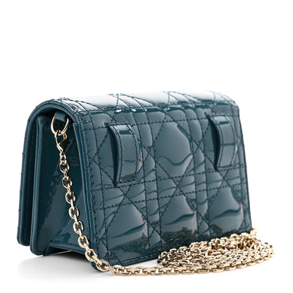 Christian Dior Patent Cannage Nano Lady Dior Pouch Turquoise 3 of 9