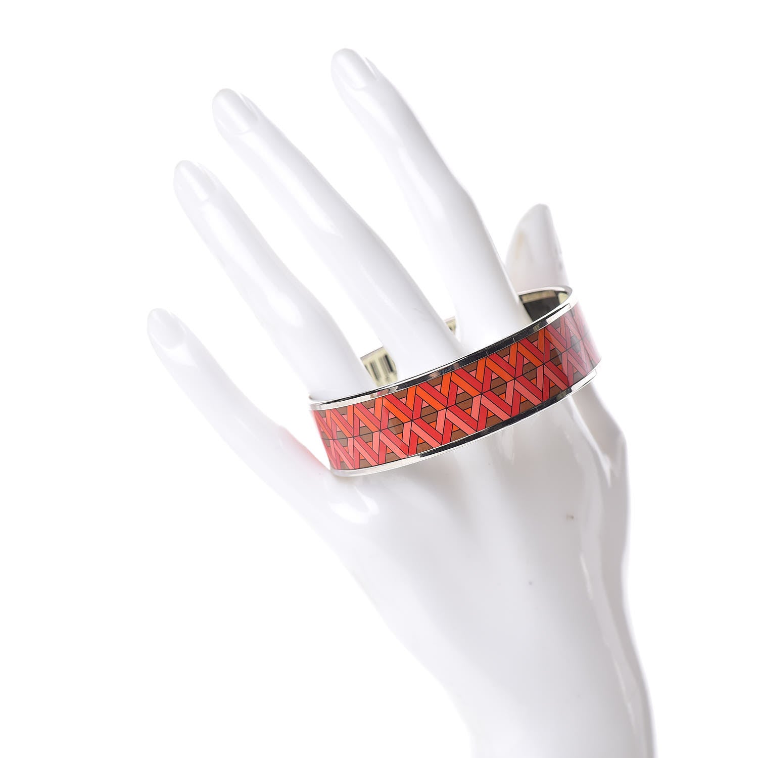 Hermes Enamel Printed Carre Cube Wide Bracelet 65 Monorouge 2 of 5