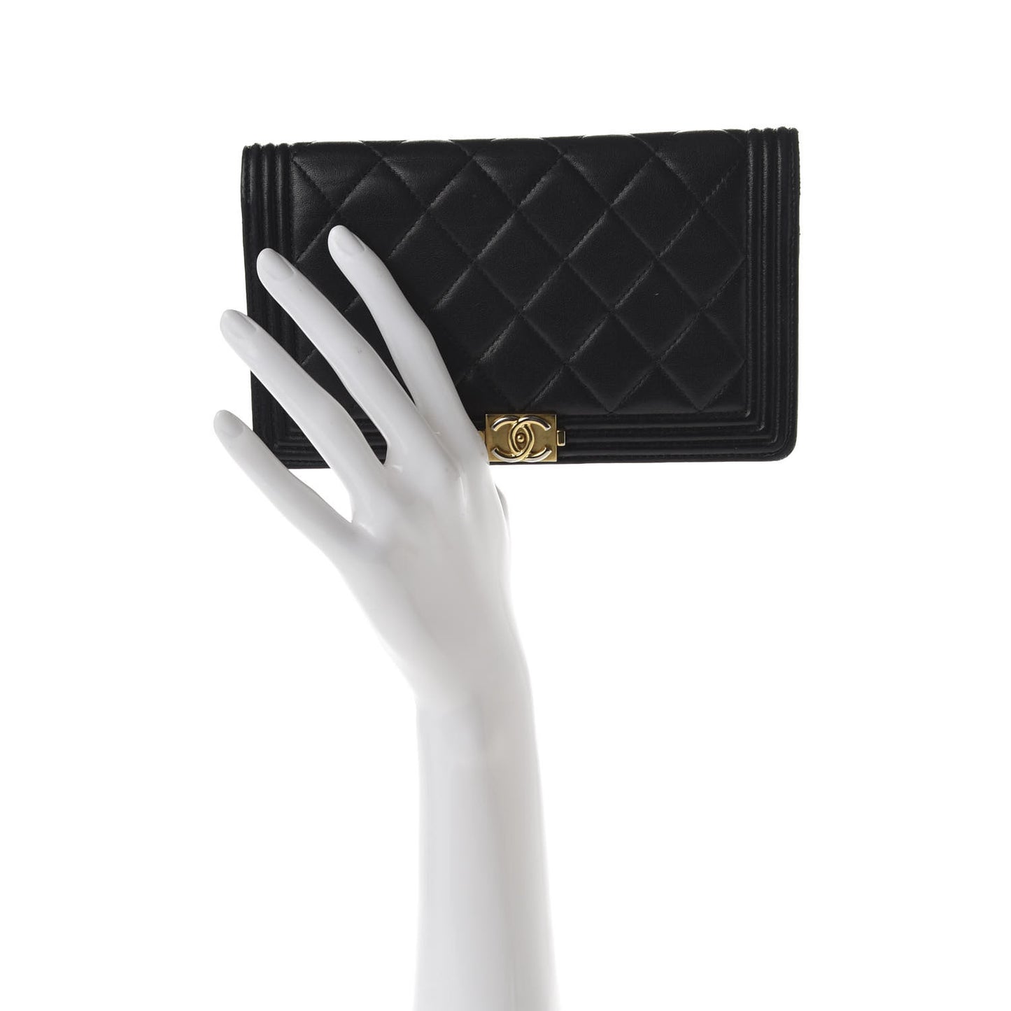 Lambskin Quilted Boy Yen Wallet Black
