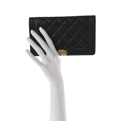 Chanel Lambskin Quilted Boy Yen Wallet Black 2 of 7