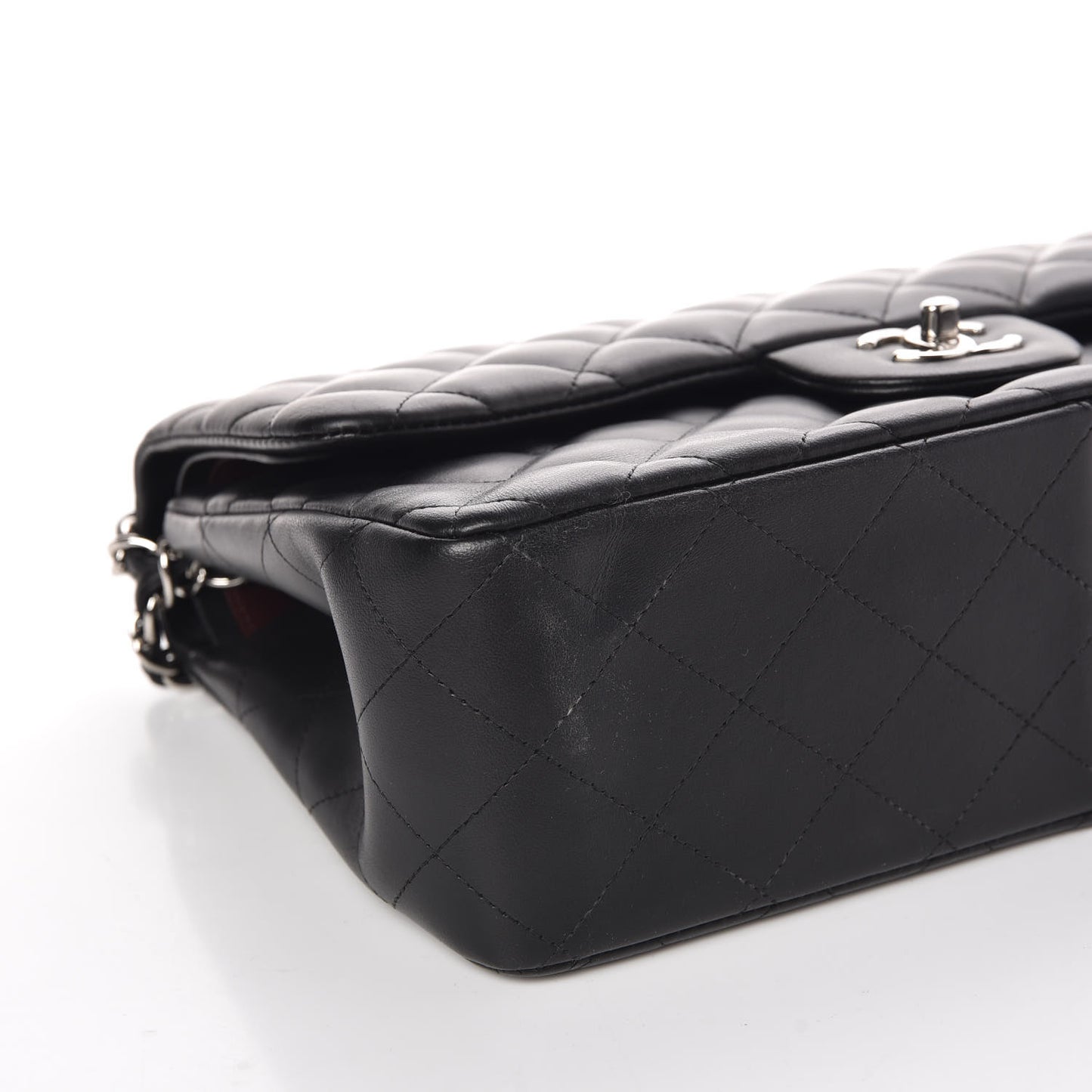 Lambskin Quilted Jumbo Double Flap Black