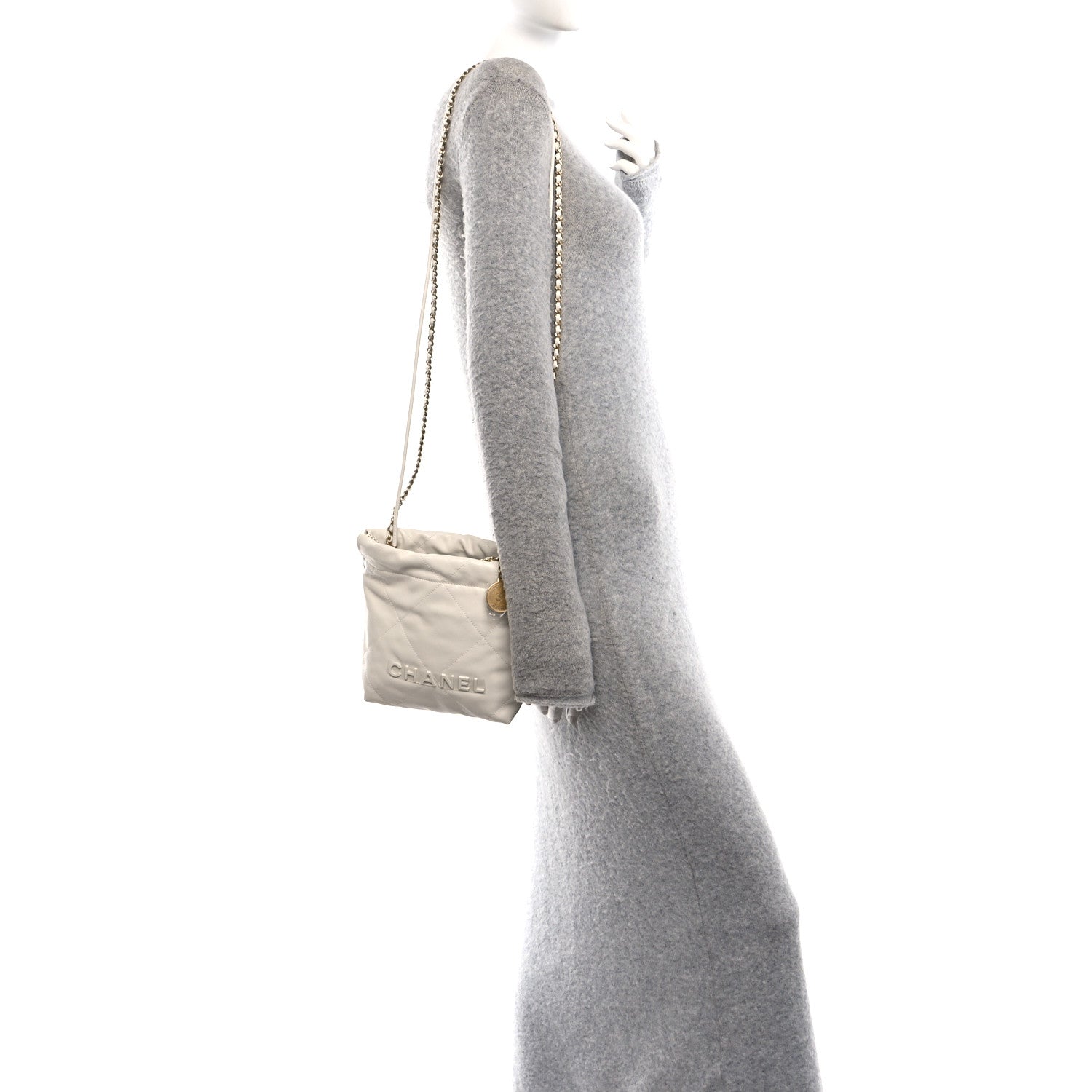 Chanel Shiny Caviar Quilted Monochrome Mini Chanel 22 White 2 of 10