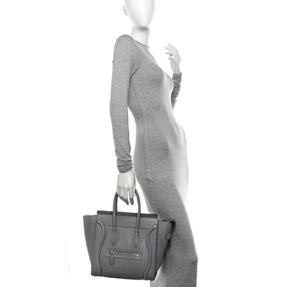 Celine Baby Drummed Calfskin Micro Luggage Kohl 2 of 17