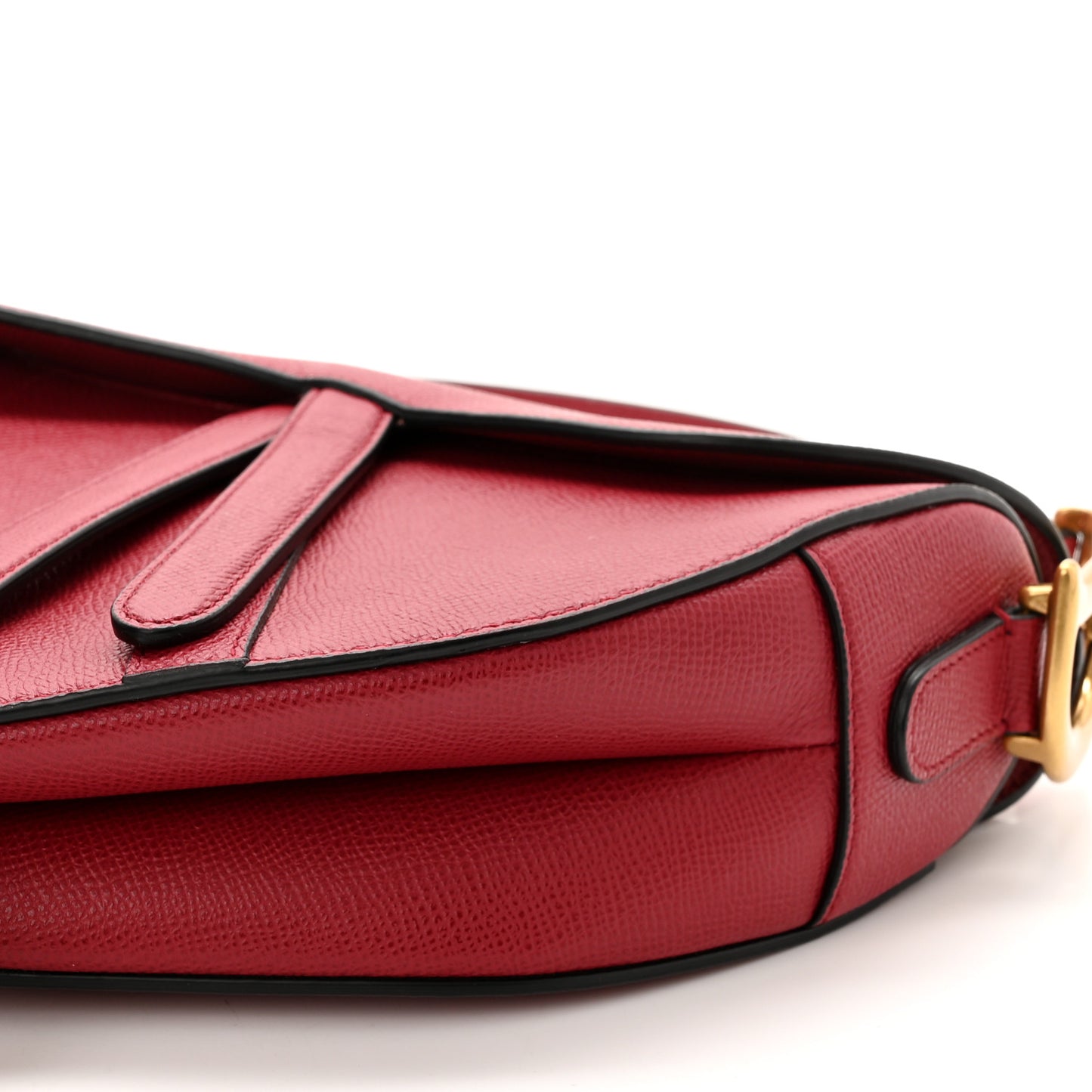Grained Calfskin Saddle Bag Red