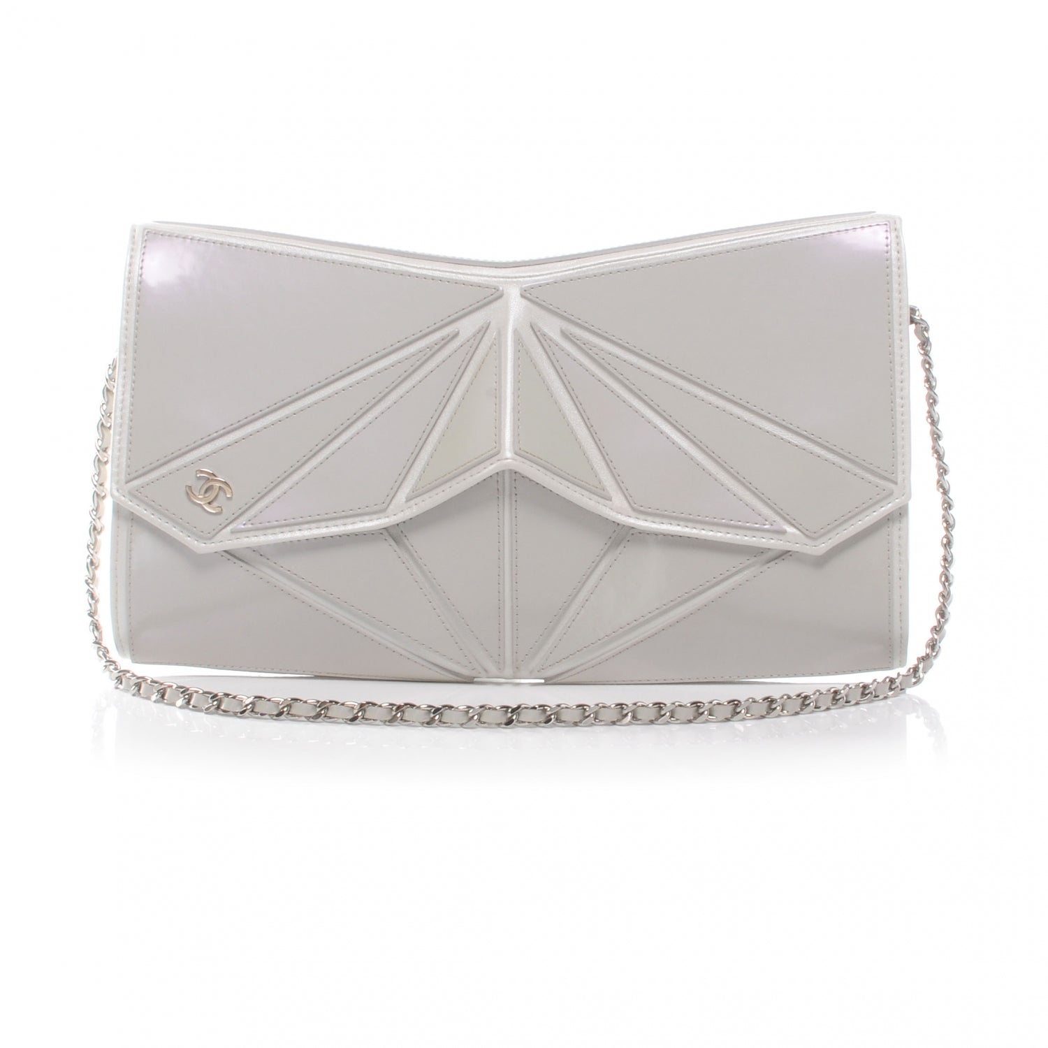 Chanel Iridescent Leather Midnight Swim Clutch Bag White 1 of 7