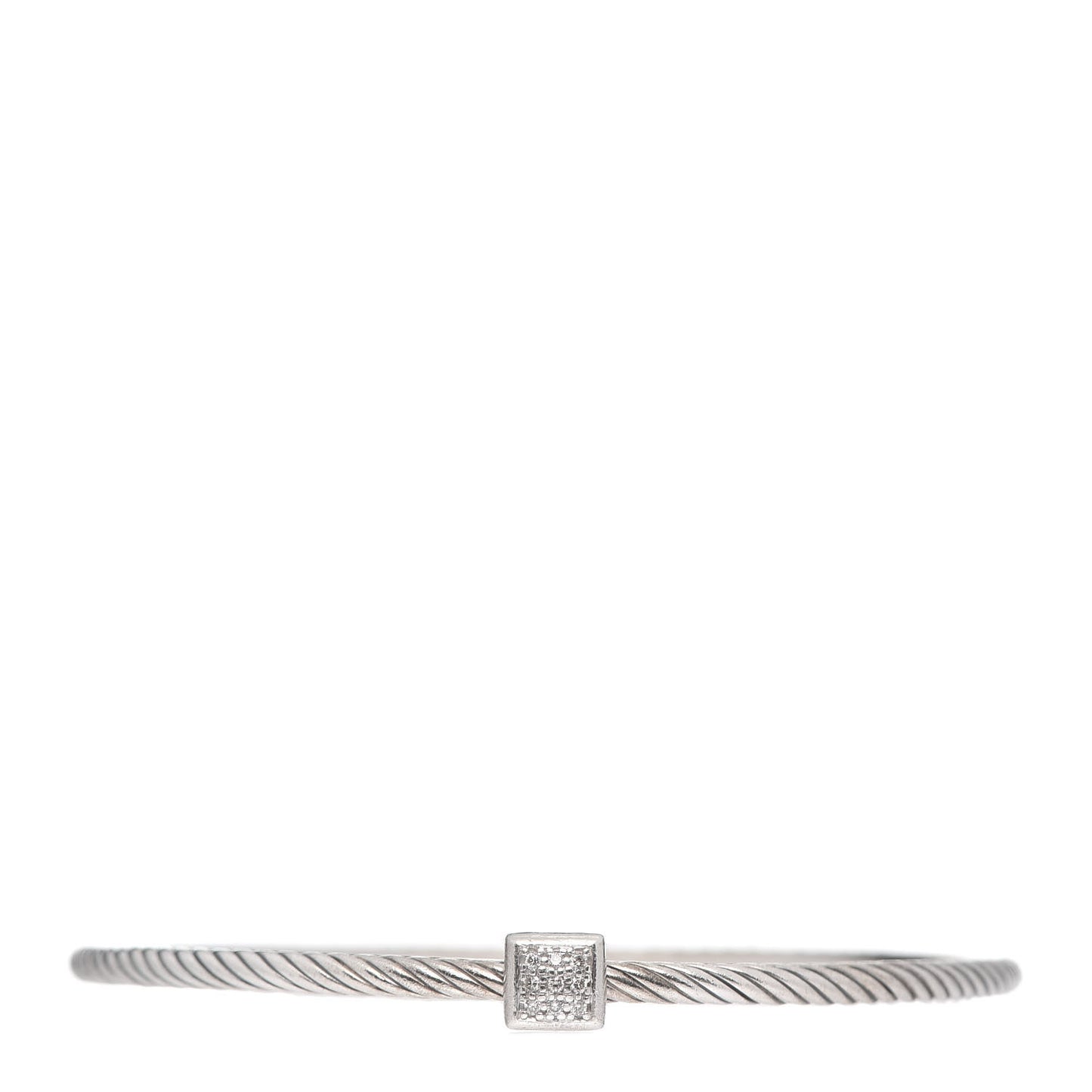 Sterling Silver Diamond 3mm Square Cable Wire Bangle