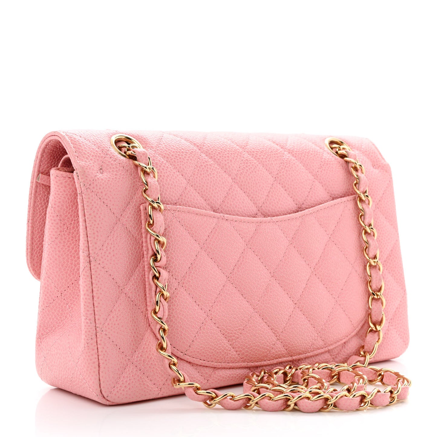 Caviar Quilted Small Double Flap Pink