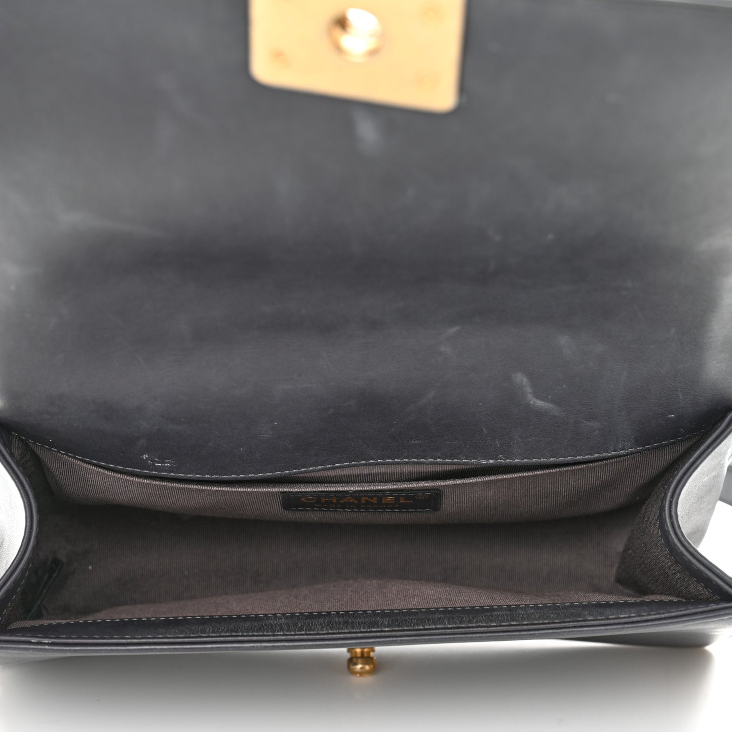 Calfskin Quilted Medium Boy Flap Dark Grey