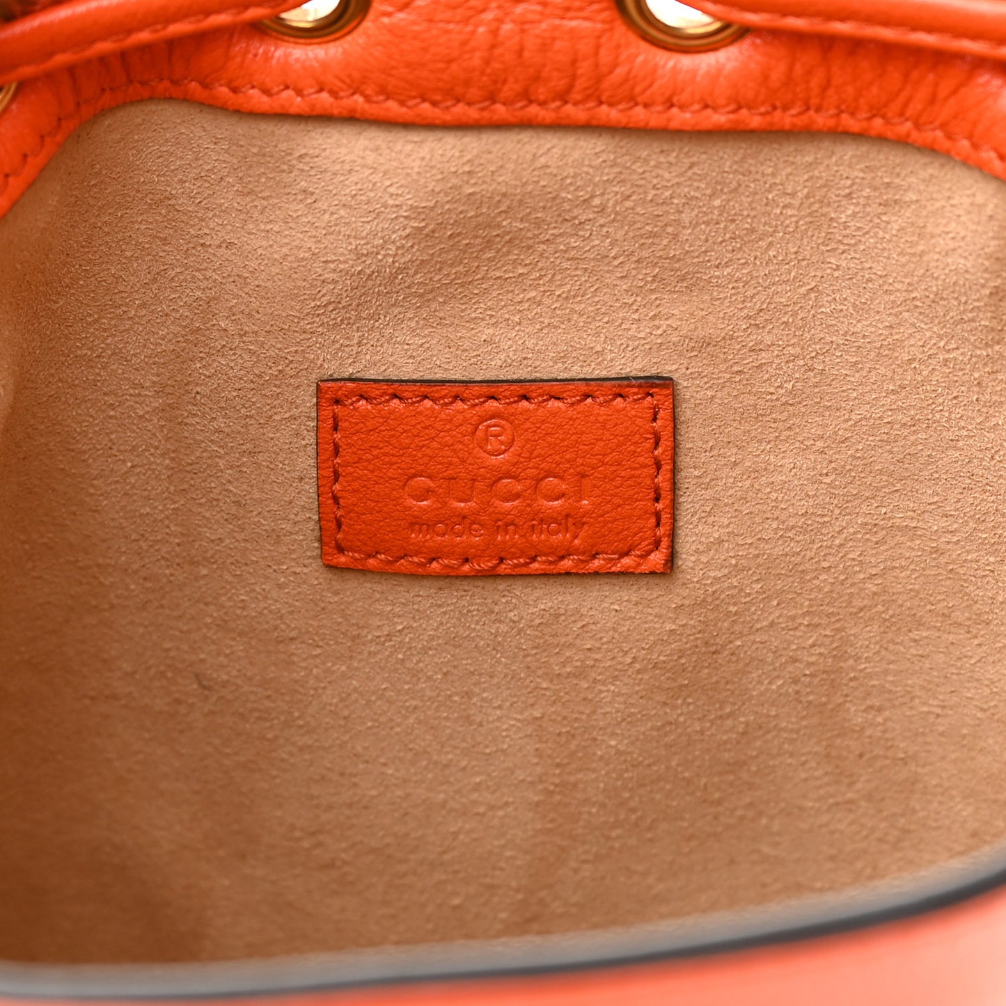 Softy Wonka Textured Dollar Calfskin Mini Diana Bucket Bag Deep Orange Spicy Cyclamin