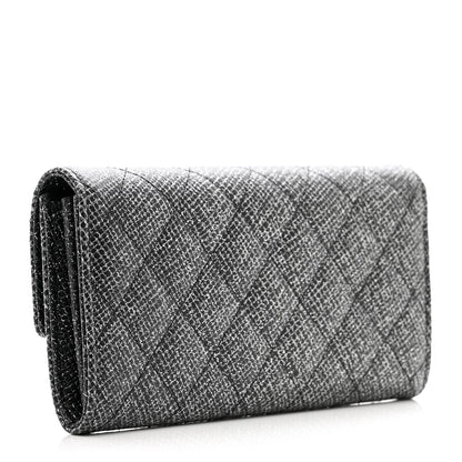 Chanel Glittered Calfskin Quilted Large Gusset Flap Wallet Dark Grey 3 of 8