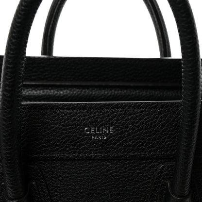 Celine Drummed Calfskin Nano Luggage Black 6 of 10