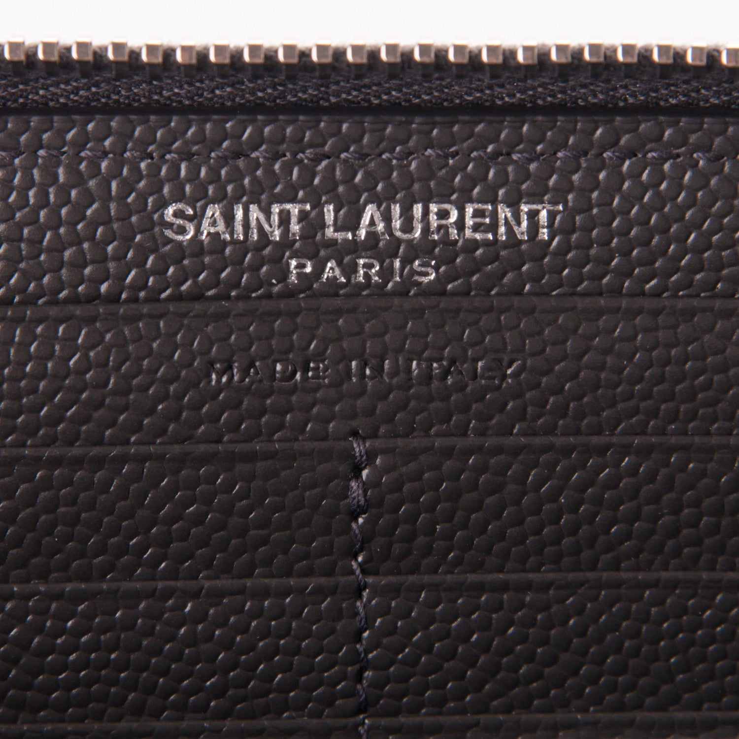 Saint Laurent Grain De Poudre Matelasse Chevron Monogram Zip Around Wallet Dark Anthracite 6 of 6