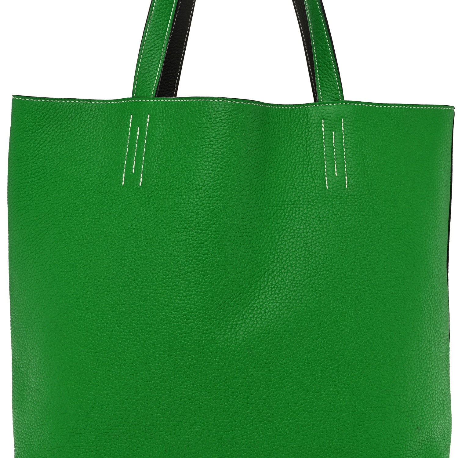 Hermes Taurillon Clemence Double Sens 36 Reversible Tote Vert De Gris Bamboo 11 of 15