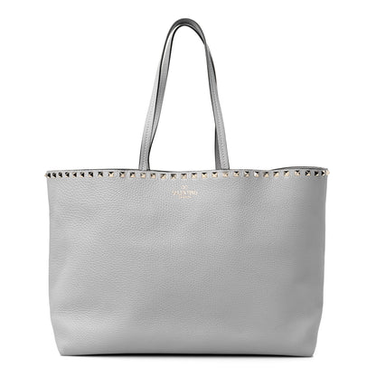 Valentino Garavani Grained Calfskin Rockstud Shoulder Tote Pastel Grey 1 of 10