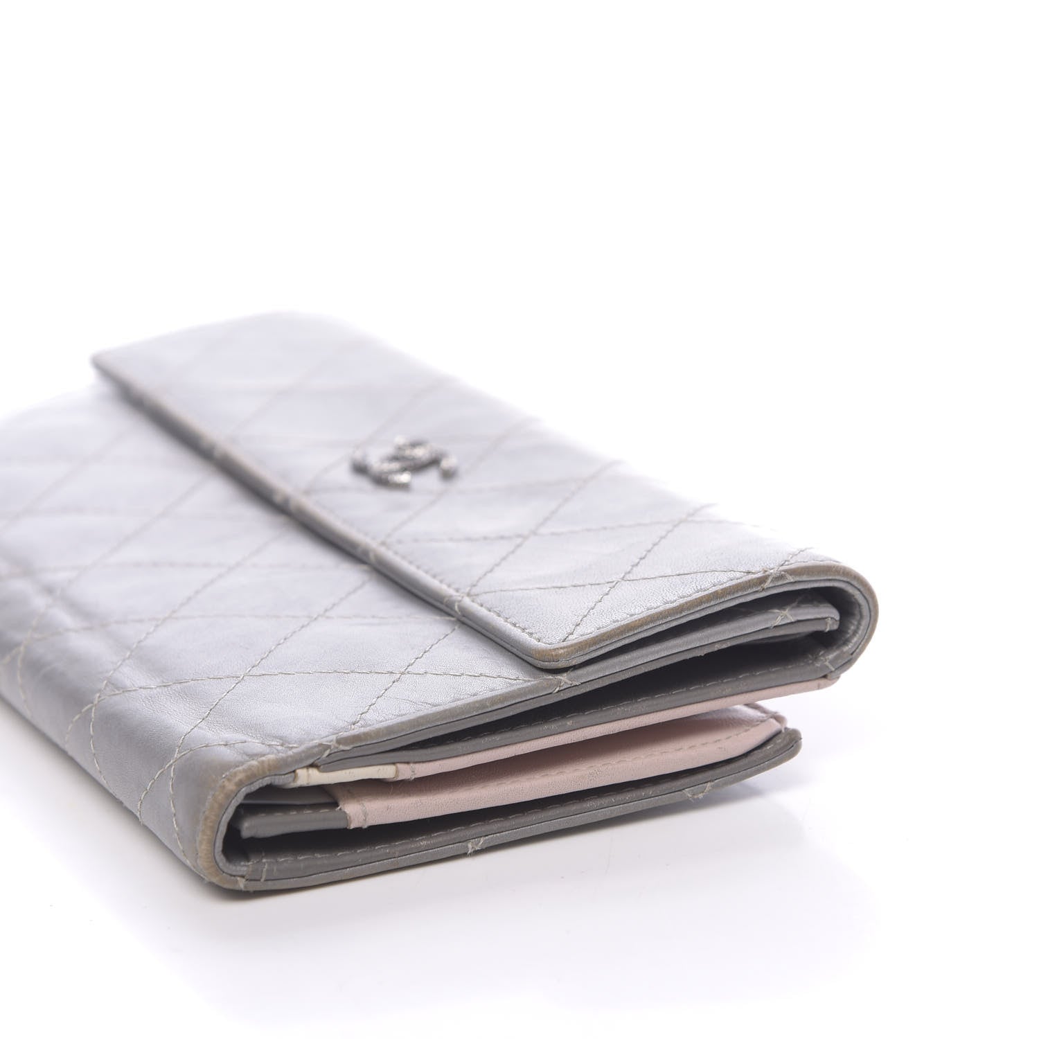 Chanel Aged Metallic Calfskin Large Palette Flap Wallet Silver 10 of 14