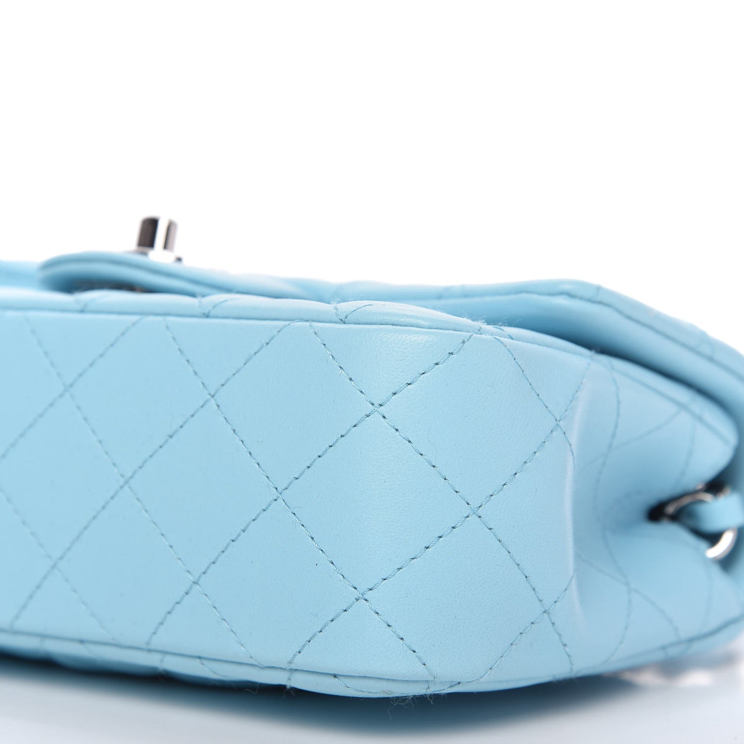 Lambskin Quilted Mini Rectangular Flap Neon Blue