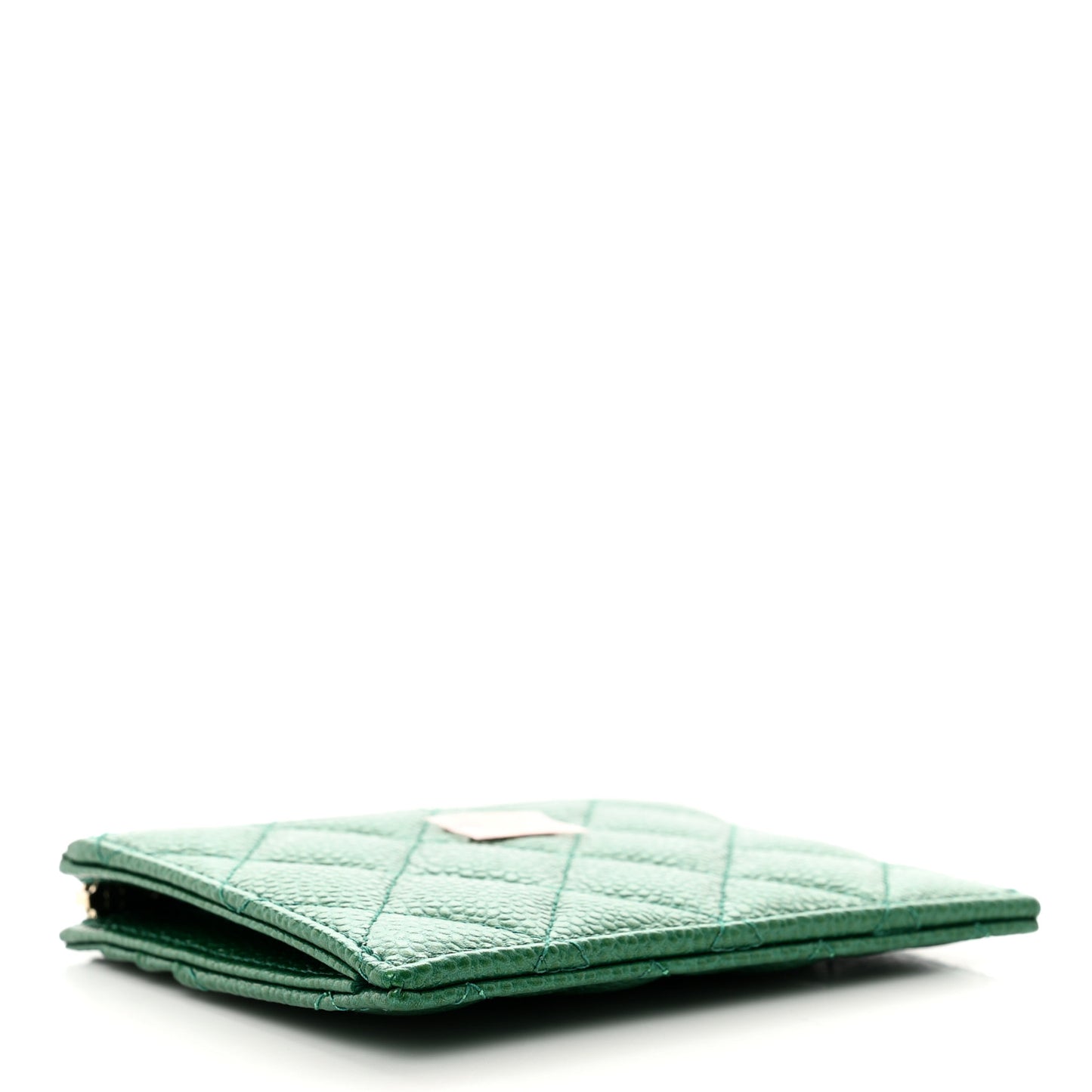 Metallic Caviar Quilted CC Zip Card Holder Green