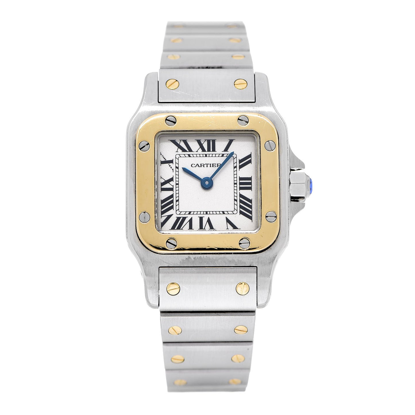 Stainless Steel 18K Yellow Gold 24mm Santos De Cartier Galbee Quartz Watch