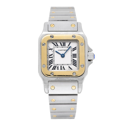 Cartier Stainless Steel 18K Yellow Gold 24mm Santos De Cartier Galbee Quartz Watch 1 of 4