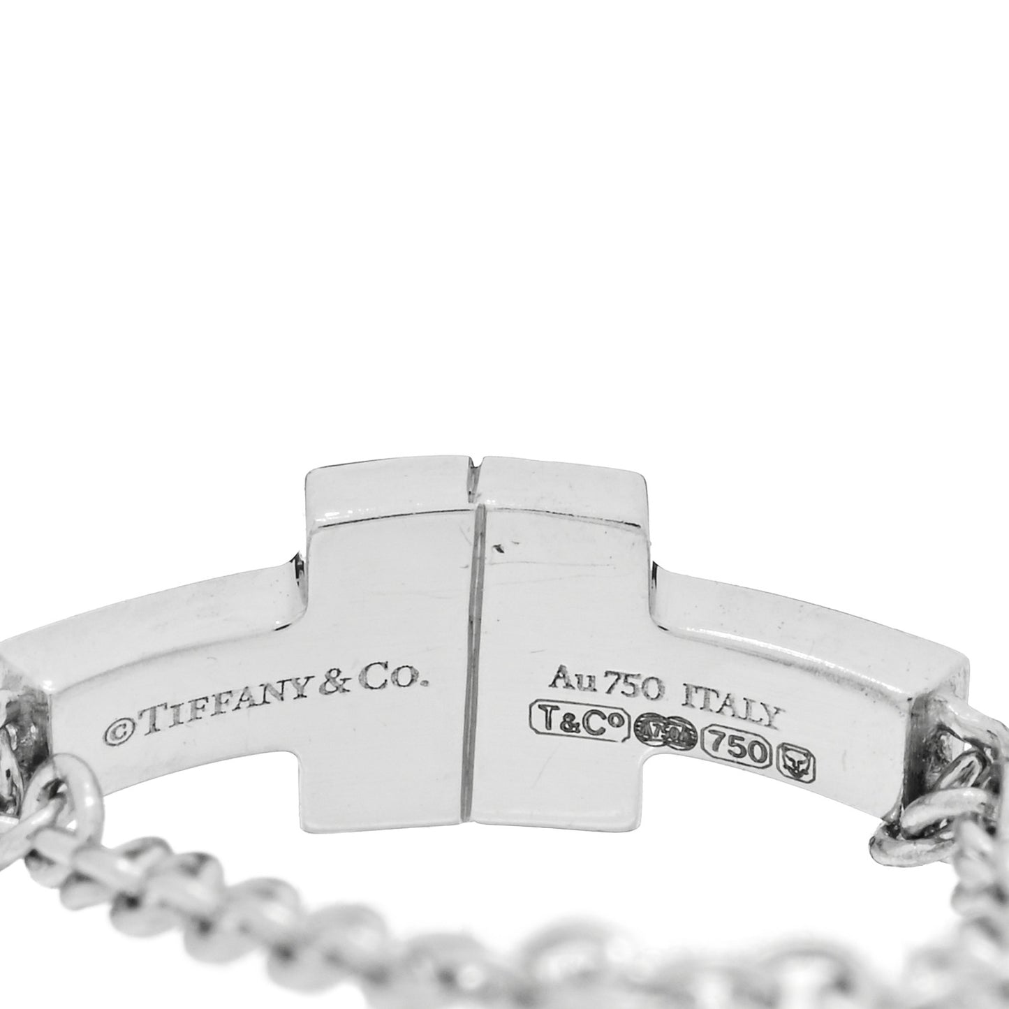 18K White Gold Diamond T Chain Ring 49 4.75