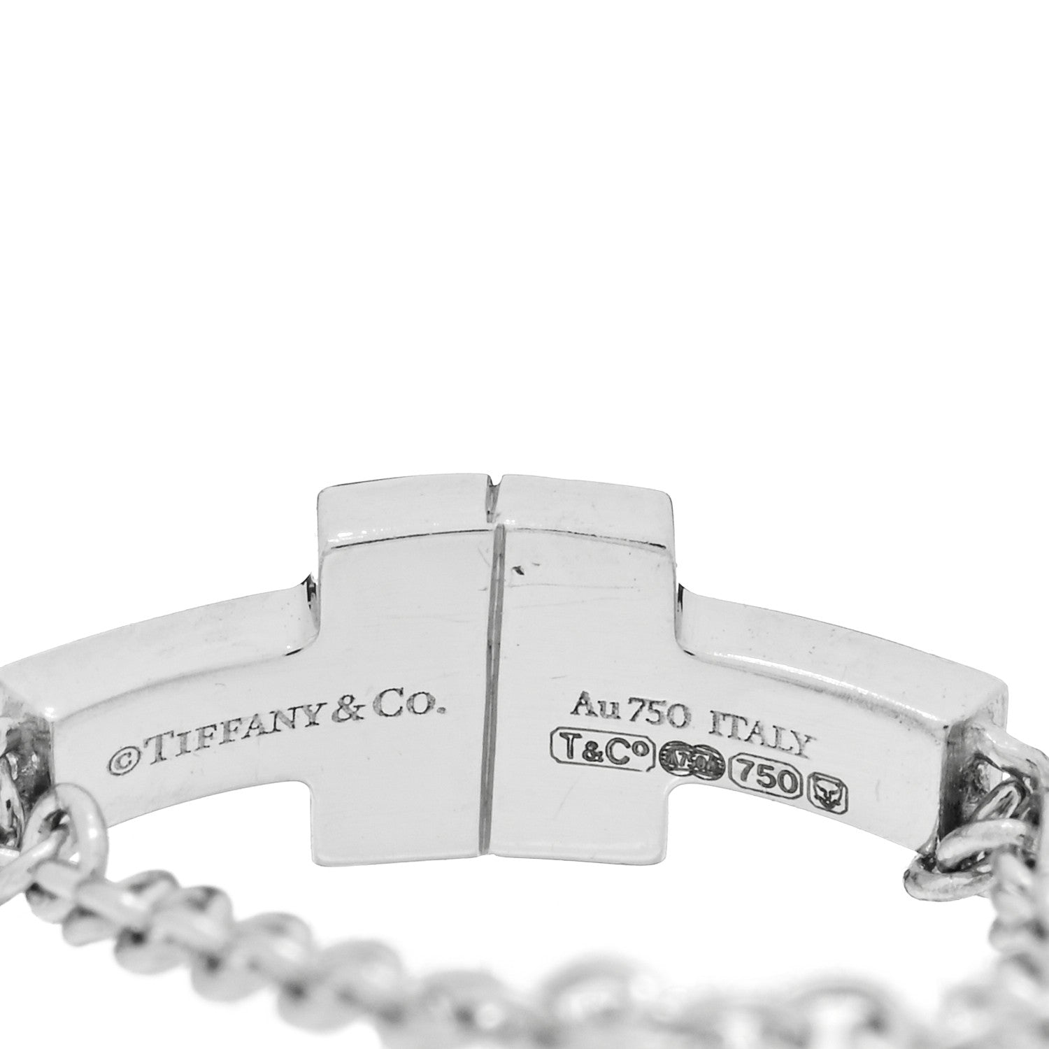 Tiffany 18K White Gold Diamond T Chain Ring 49 4.75 3 of 3