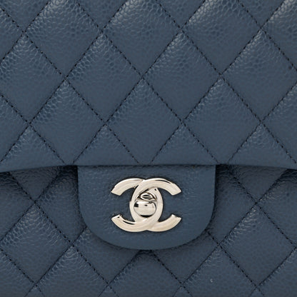 Chanel Caviar Quilted Medium Double Flap Blue 7 of 10