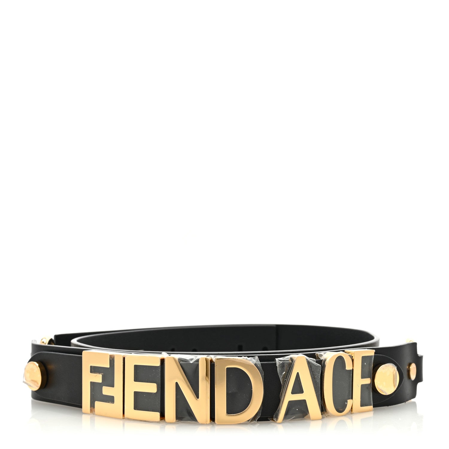 Fendi X FENDI Calfskin Fendace Logo Belt 100 40 Black 1 of 3