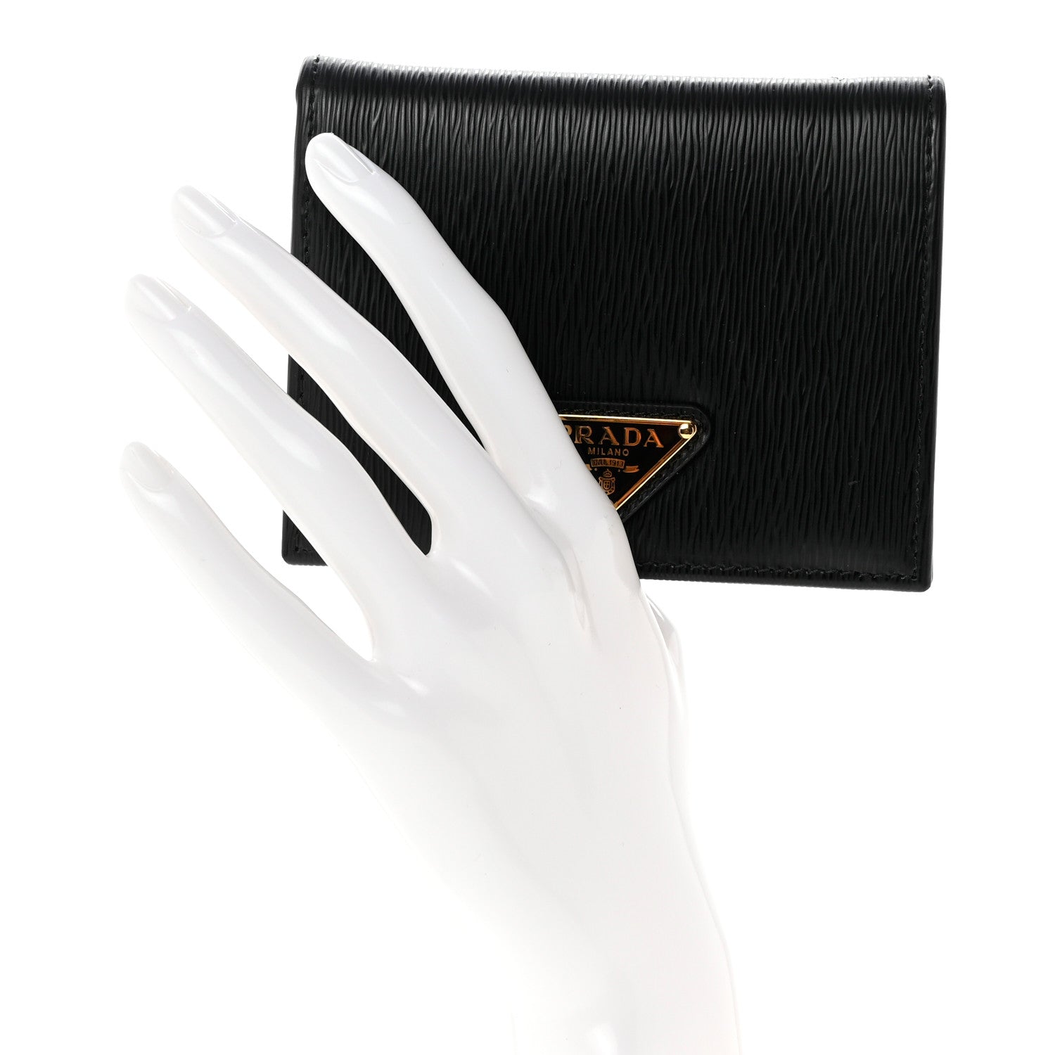 Prada Vitello Move Triangle Card Holder Wallet Black 2 of 6