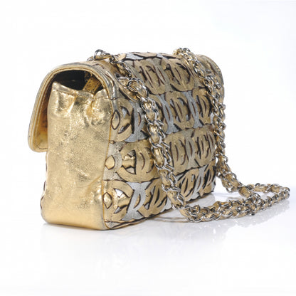 Chanel Calfskin Crackled CC Mix Medium Flap Gold Silver 8 of 9