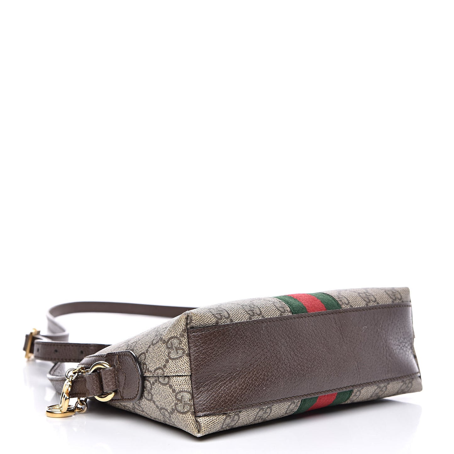 GG Supreme Monogram Textured Dollar Calfskin Web Small Ophidia Dome Shoulder Bag Beige Ebony New Acero