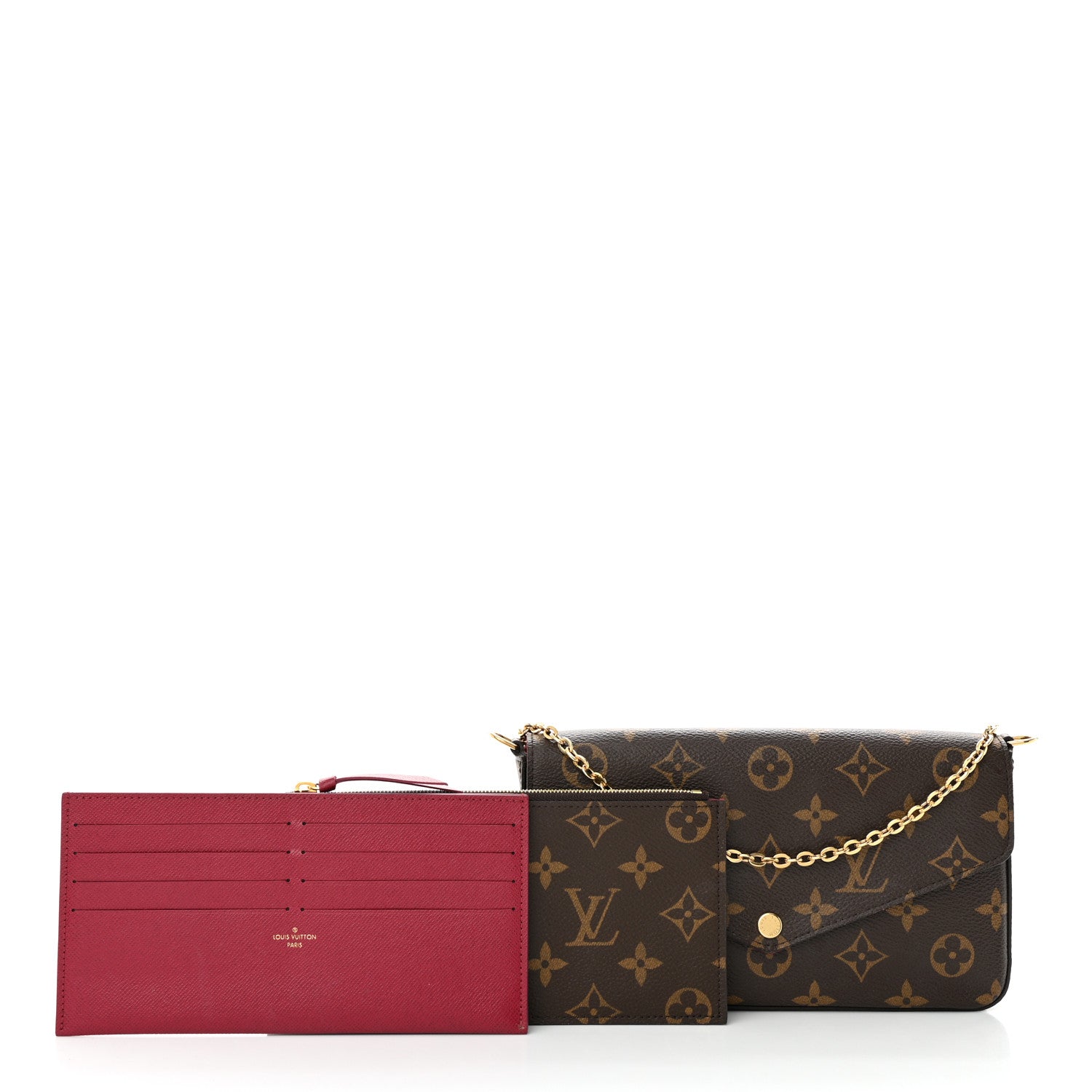 Louis Vuitton Monogram Pochette Felicie Chain Wallet Fuchsia 3 of 12