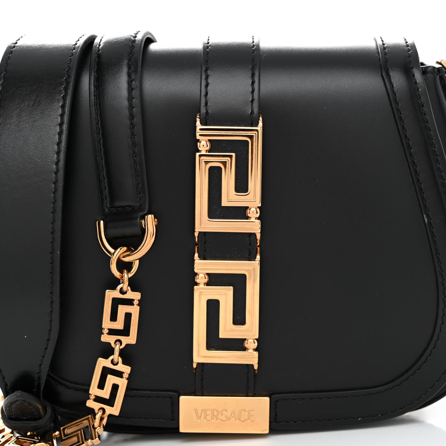 Versace Calfskin Small Greca Goddess Shoulder Bag Black 7 of 9