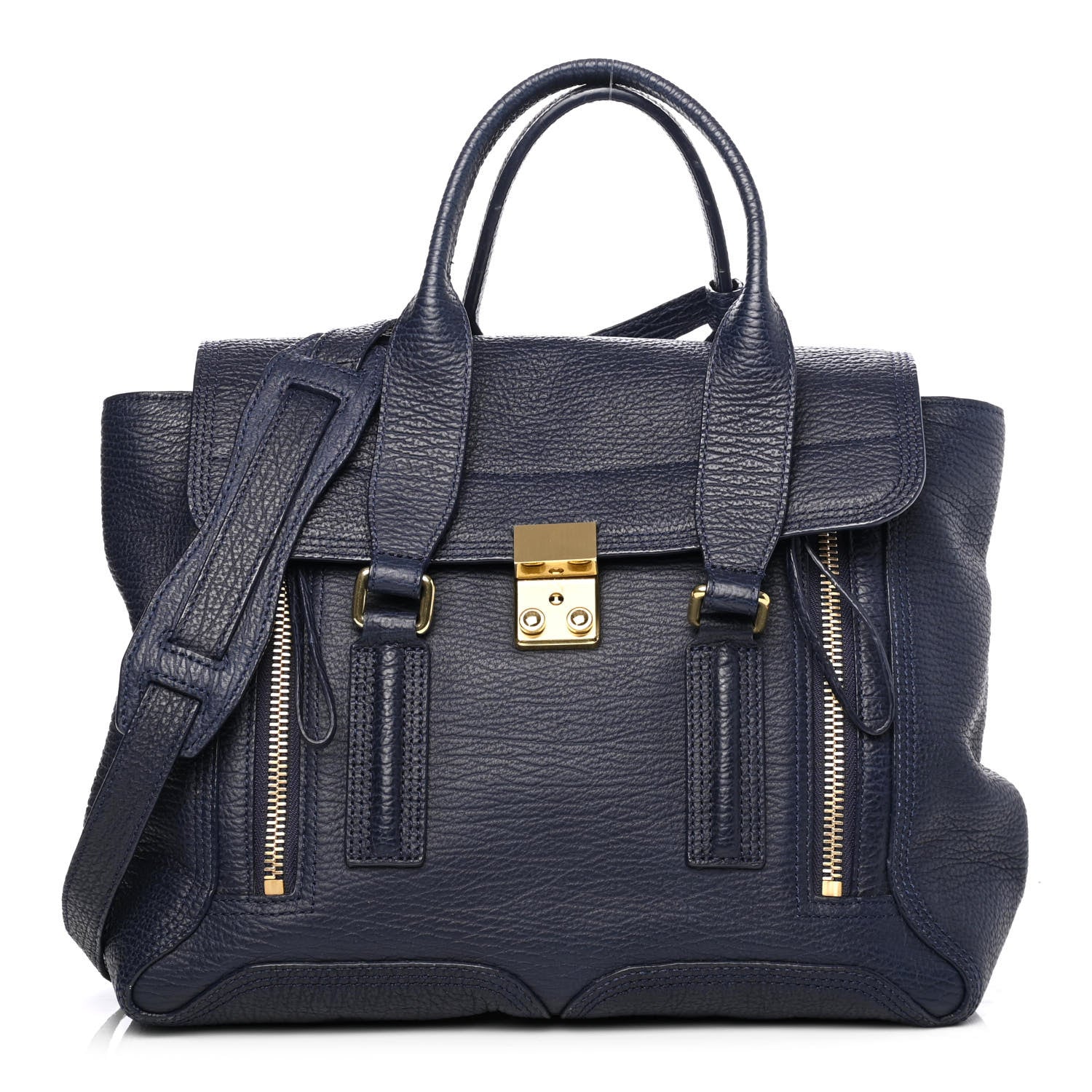 3.1 Phillip Lim Textured Calfskin Medium Pashli Satchel Ink 1 of 4