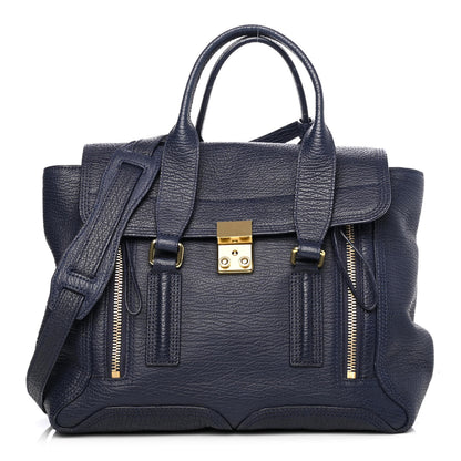 3.1 Phillip Lim Textured Calfskin Medium Pashli Satchel Ink 1 of 4