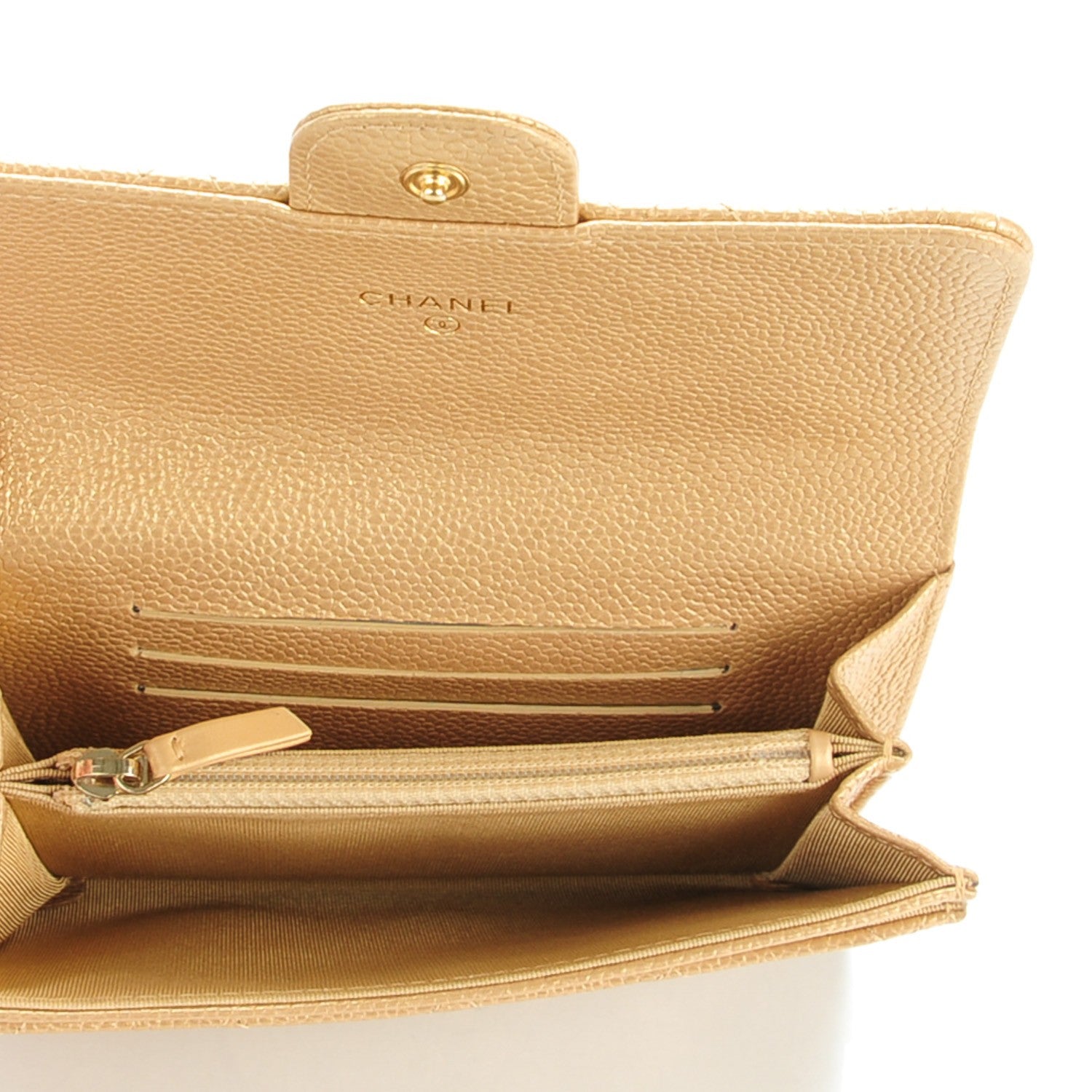 Chanel Pearly Caviar Quilted Small Flap Wallet Gold 5 of 7