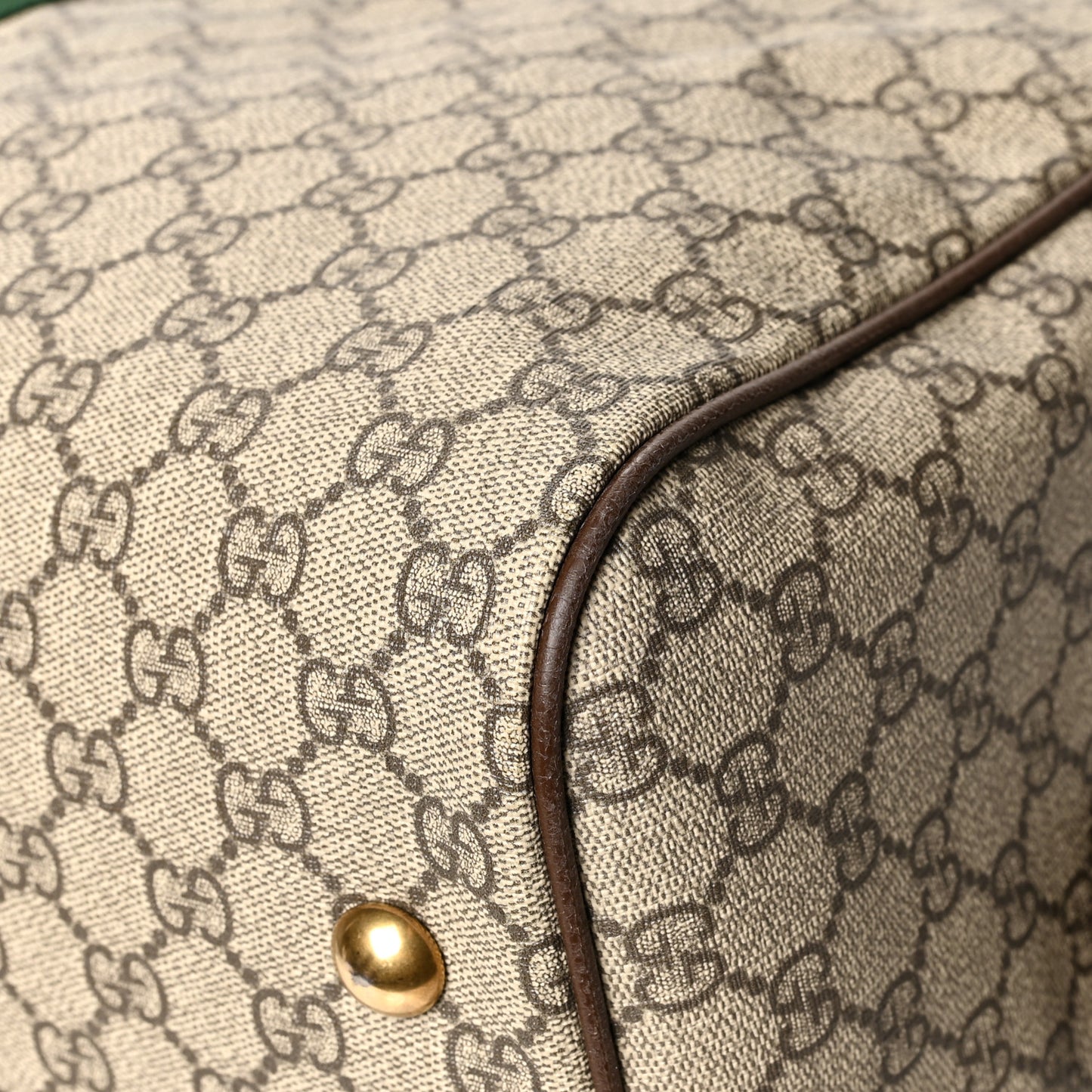 GG Supreme Monogram Textured Dollar Calfskin Web Medium Ophidia Carry-On Duffle Bag Beige Ebony New Acero