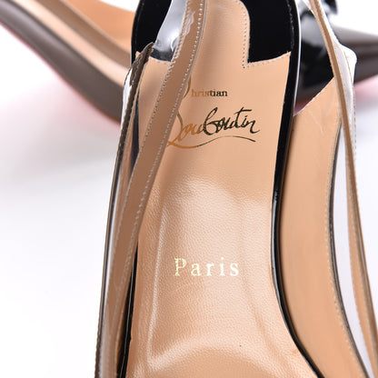Christian Louboutin Patent PVC Suspenodo 85 Slingbacks 39 Lichen Black 7 of 8