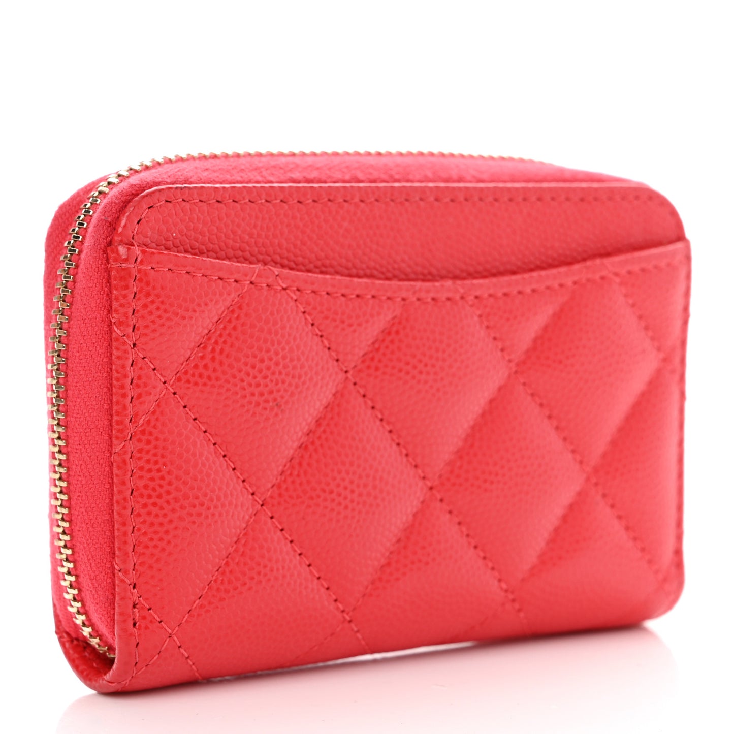 Caviar Quilted Zip Coin Purse Wallet Red