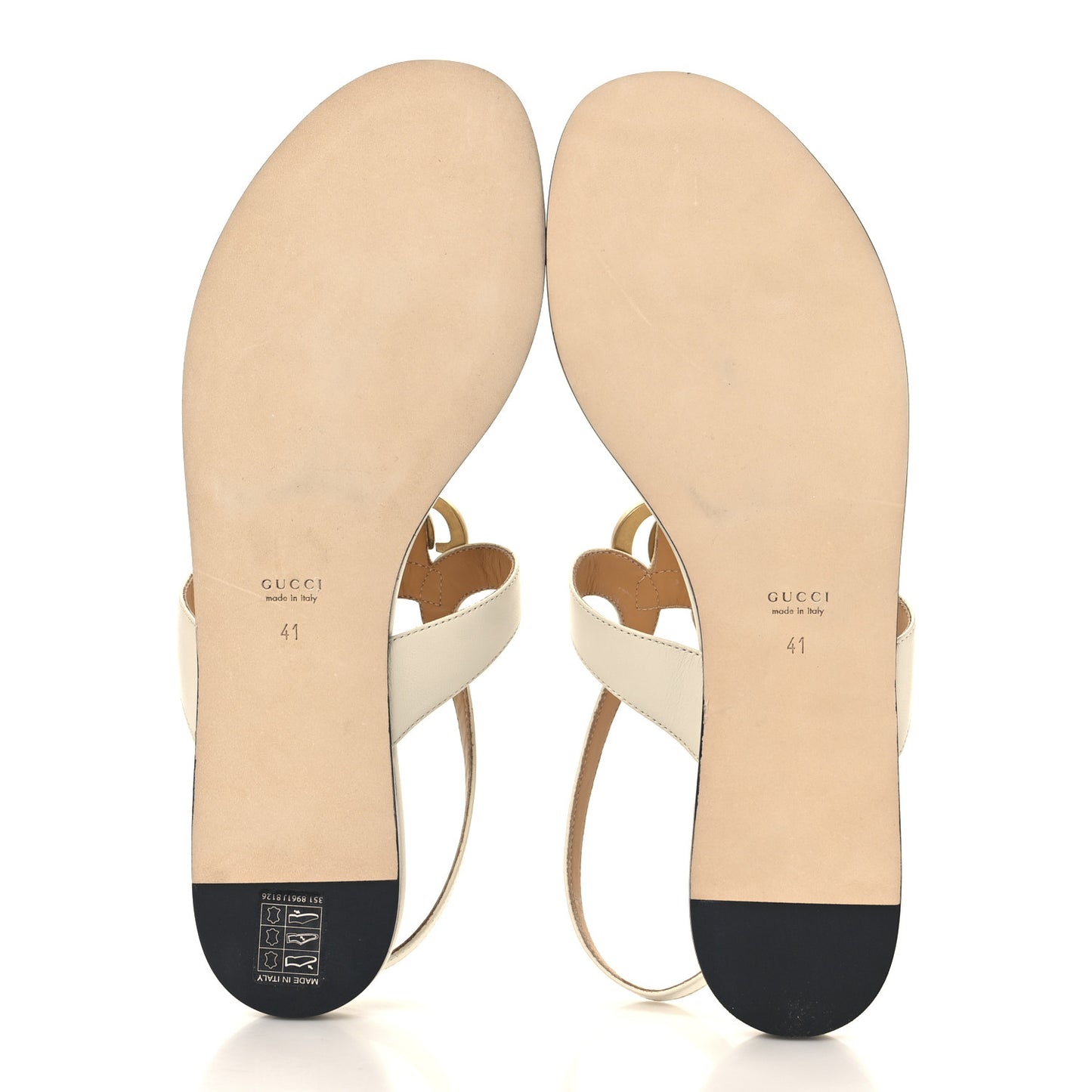 Calfskin Double G Thong Flat Sandals 41 White