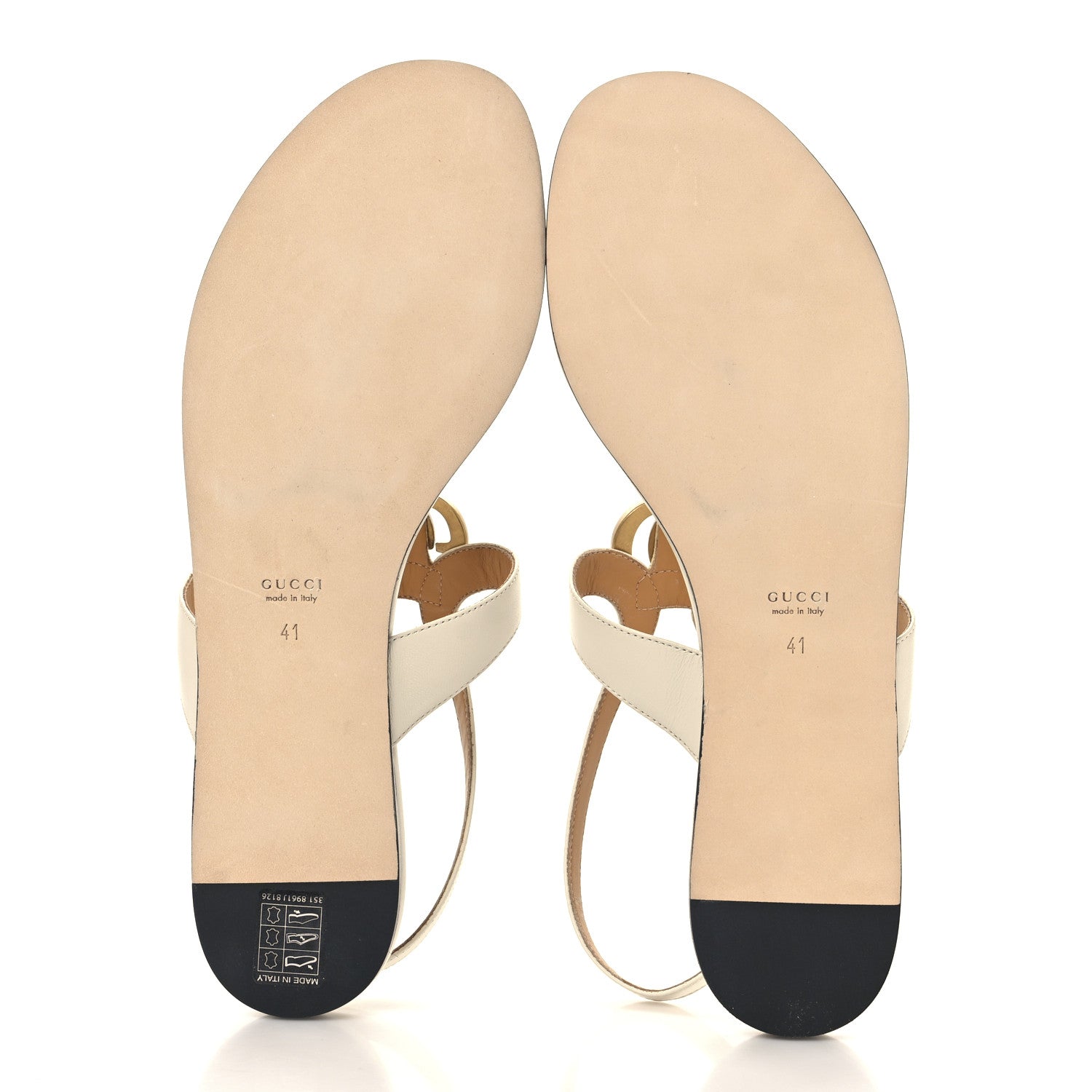 Gucci Calfskin Double G Thong Flat Sandals 41 White 3 of 9