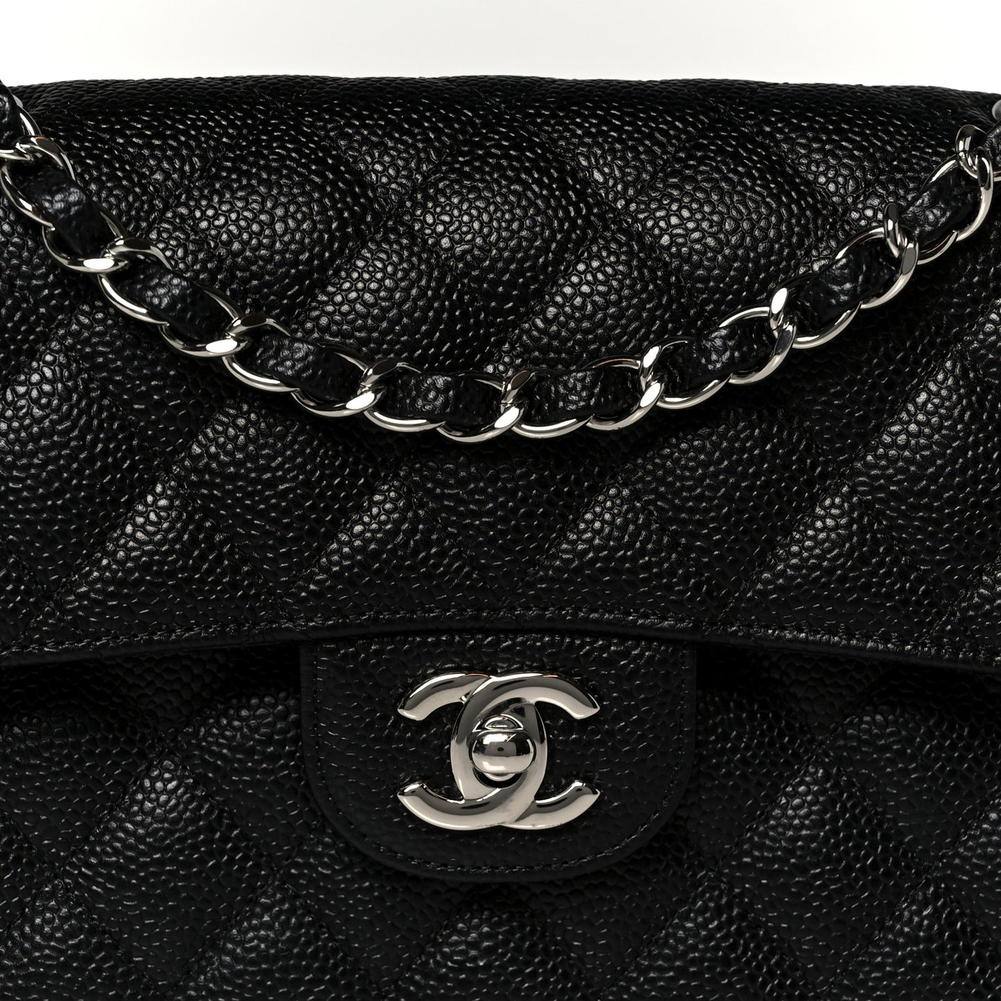 Caviar Quilted Small Double Flap Black